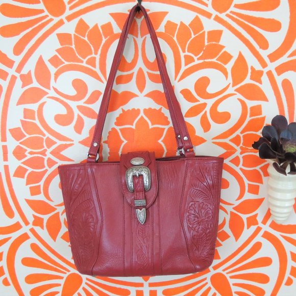 American West Handbags - American West Red Embossed Purse